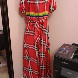 Plaid Red Maxi Dress